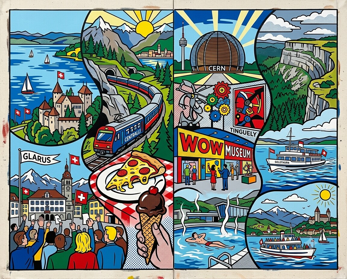 Schweiz 2024 im Stil von Lichtenstein